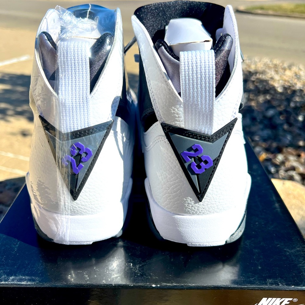 Jordan seven retros all leather white and purple
